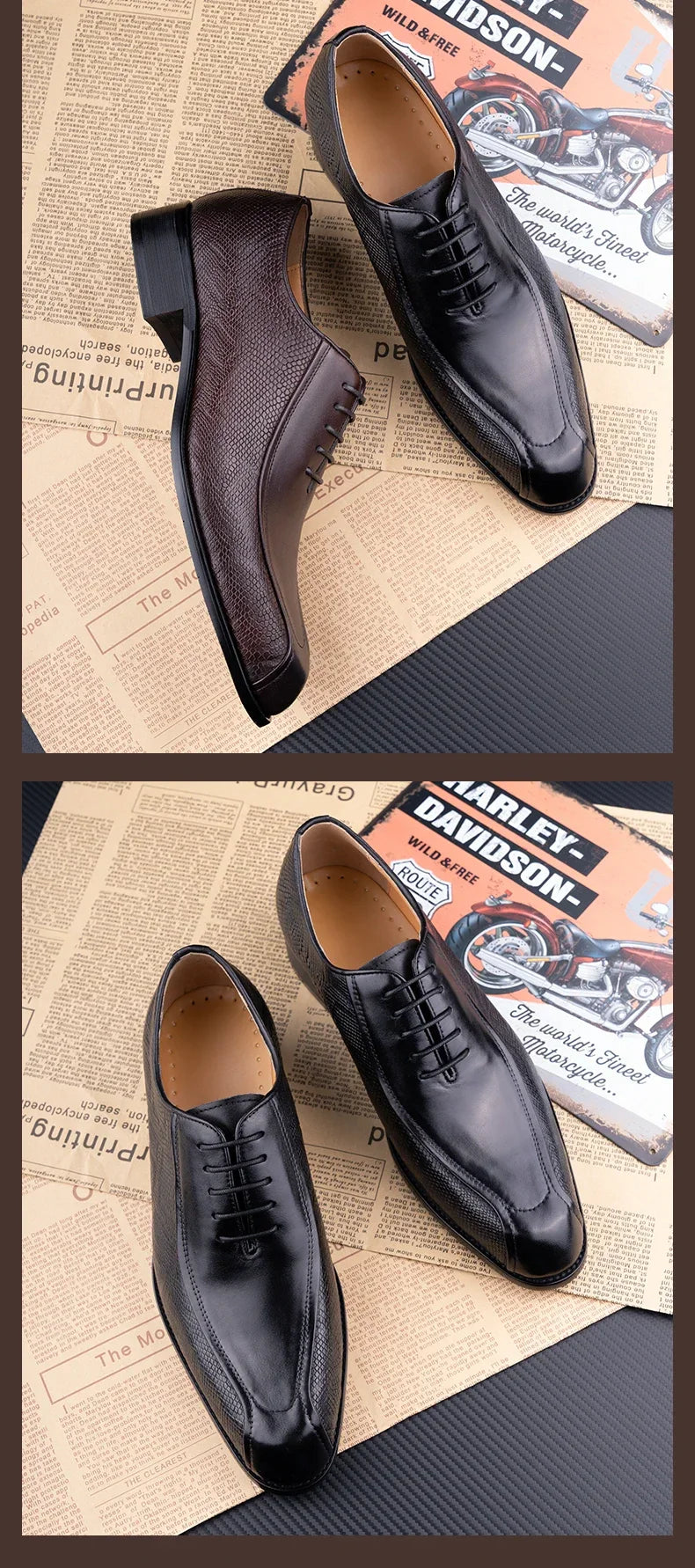 Deluxe Men's Leather Shoes Formal Dress Shoes Wedding Party  Oxford Handmade Comfortable Lace Up Genuine Leather Men's Shoe