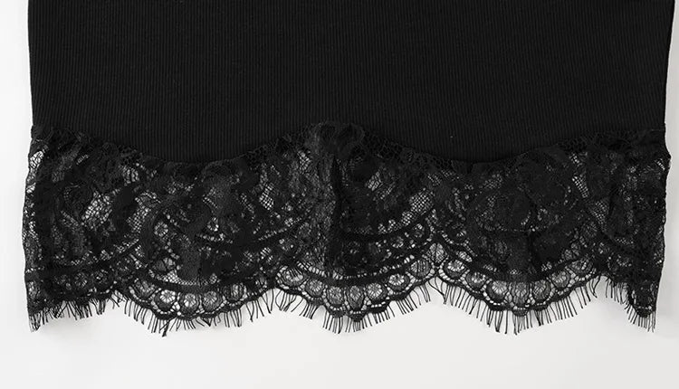 Lace Patchwork Camisoles Solid Sexy Club Women Dresses Fashion Skinny Hip Wrap Female Outfits Fitness Regular Casual