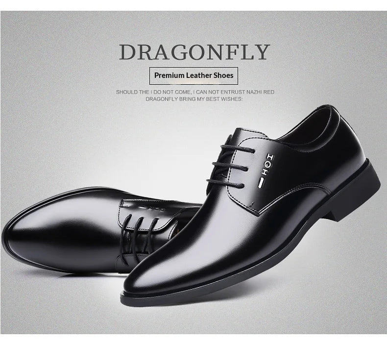 Men Height Increasing Shoes 6cm Inner Lift Black Formal Dress Shoes Lace Up Business Casual Elevator Shoes for Wedding Banquet