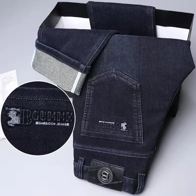 Brand Men's Straight-leg Jeans High-quality Light Luxury Embroidered Casual Versatile Fashion Slimming Smooth Silhouette Style