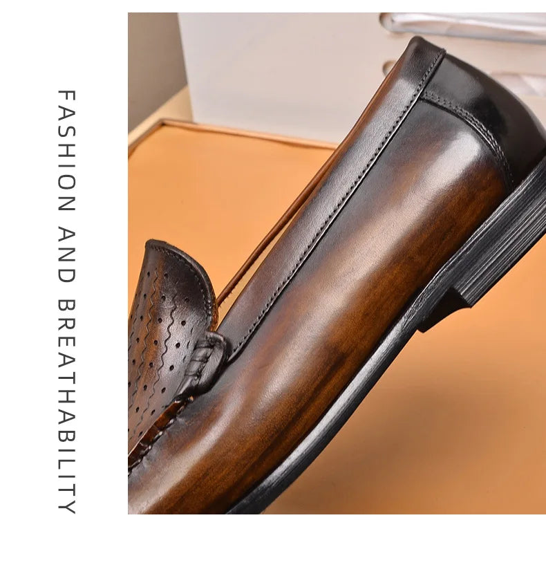 Newest 2025 Genuine Leather Men Driving Shoes Slip On Super Quality Comfortable Men Casual Cowhide Leather Moccasins Loafers