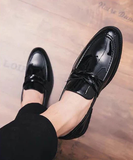 With Tassels Loafers Office Leather Shoes for Men Platform Thick Sole Pointed Toe Man Casual Shoe High Quality Fashion Elegant