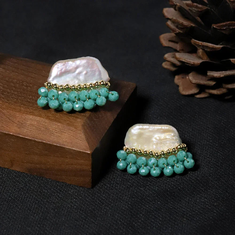 Natural Freshwater Baroque Pearl Earrings Korean Style Women Luxury Jewelry Fashion Ladies and Girls Gift GE1586