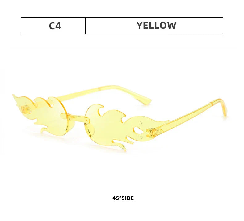 Flame Sunglasses Rimless Personality Colorful Ball Party Sunglasses Candy Hip-hop Fruit One-piece Glasses