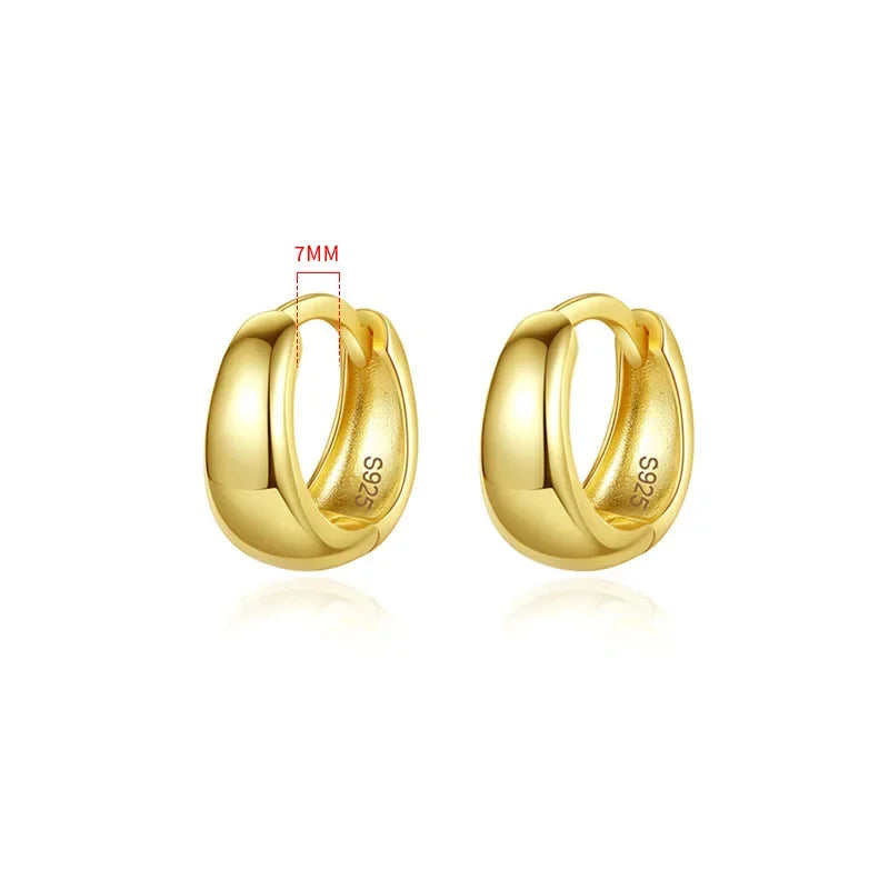 Real 925 Sterling Silve Fashion Inside Diameter 6 7 8 9 10mm Hoop Earrings For Women Men Personality Jewelry DG0132
