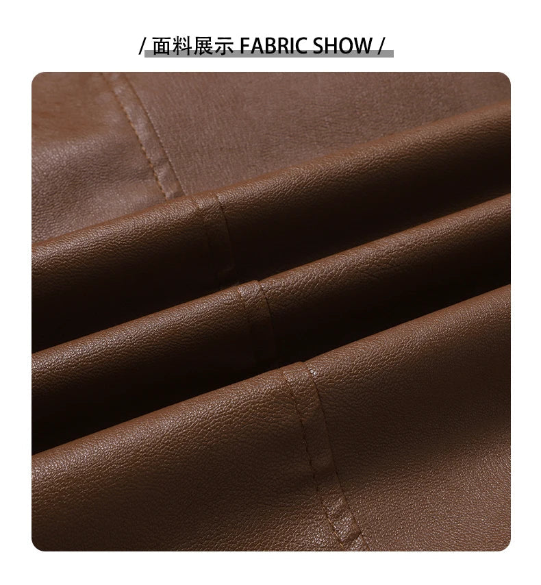 2025 new spring and autumn men's turn-down collar leather jacket men casual coat men's top windproof Loose fit trendy jacket