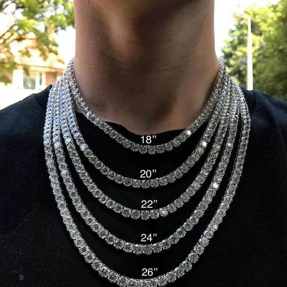 925 Sterling Silver Double Lock Moissanite Tennis Necklace D VVS1 Diamond with GRA Certificates Neck Chain Fine Jewelry
