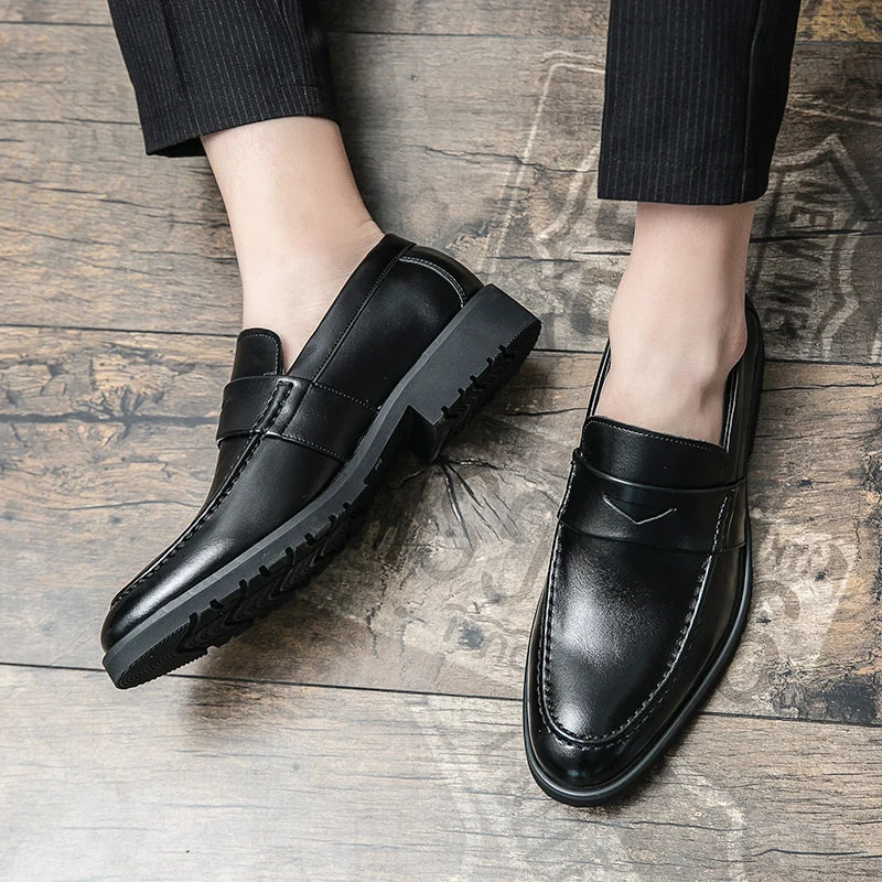 Mens Casual Leather Breathable Business Designer Brand Office Loafers Formal Classic Smile Footwear Dress Shoes for Men Flats 48