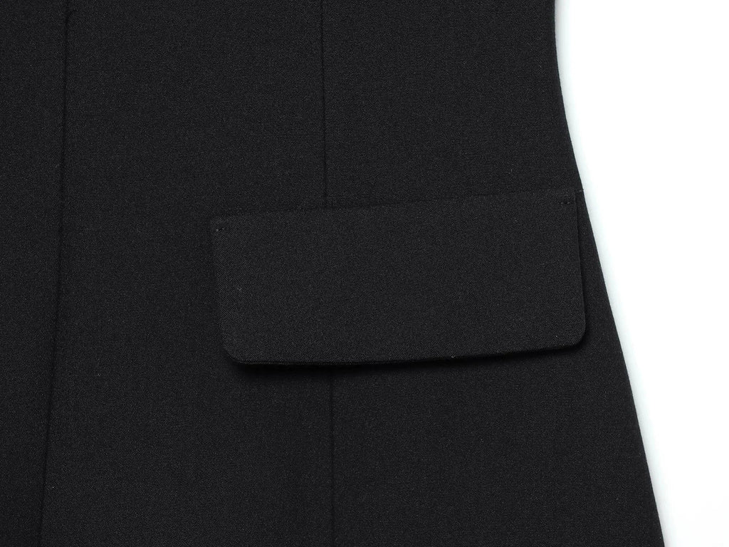Elegant Holiday Chic Women Mini Dress Black O-Neck Zipper Short Puff Sleeve Dress Fashion 2026 Spring Summer Party Dress