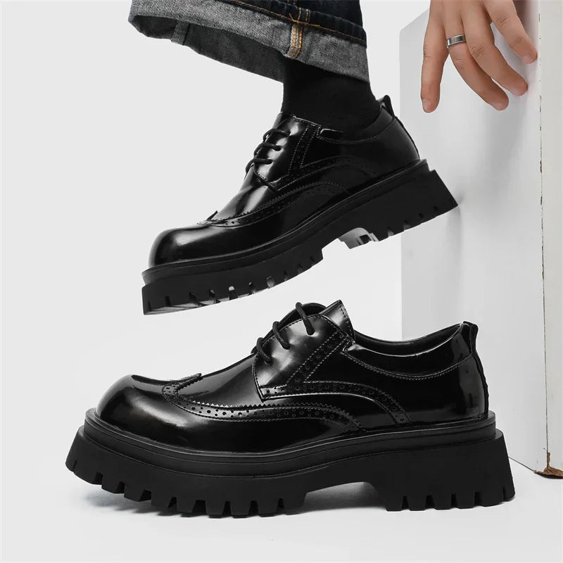 Brand Man Shoes Formal Green Glossy Leather Shoes for Men Lace Up Oxfords for Male Wedding Party Office Business Casual Shoe Men