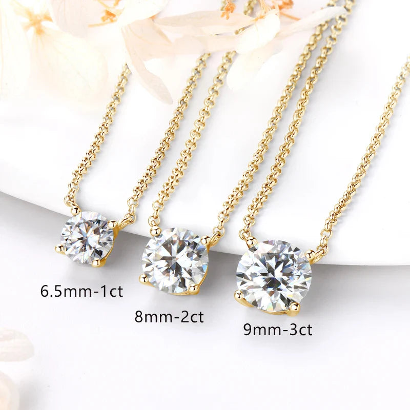 1CT 2CT 3CT Certified Moissanite Pendant Necklace For Women S925 Sterling Silver Solitaire Drop Necklaces Jewelry Gift