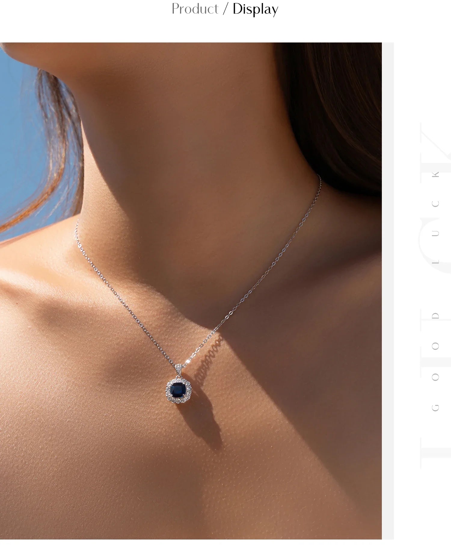 925 Sterling Silver Elegant Luxury Geometric Royal Blue Zirconia Pendant Necklaces For Women Anniversary Fine Jewelry