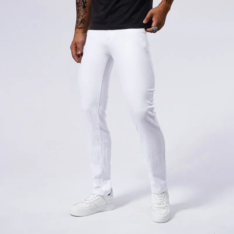 Men's White Casual Jeans New Denim Pants Comfortable Fashion Stretch Slim Fit Straight Trousers Male Clothing Streetwear Jeans