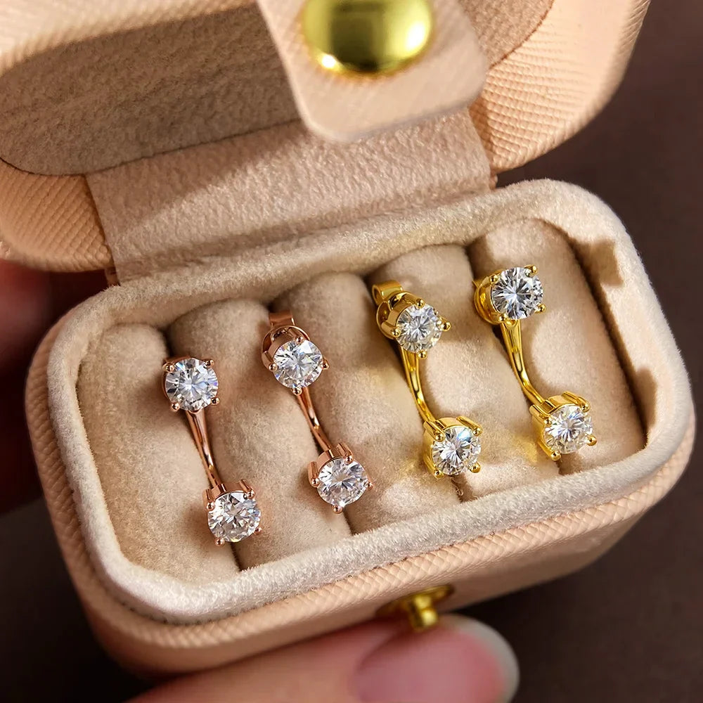 2 Stone Pear Cut Moissanite Stud Earrings for Women S925 Silver 2cttw All Lab Diamond Earring Pierced Ear Fine Jewelry Gift