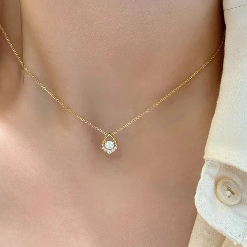 D VVS1 0.5CT Moissanite Necklace for Women Mermaid's Tears Pendant Wedding Party Fine Jewelry S925 Sterling Silver Gifts