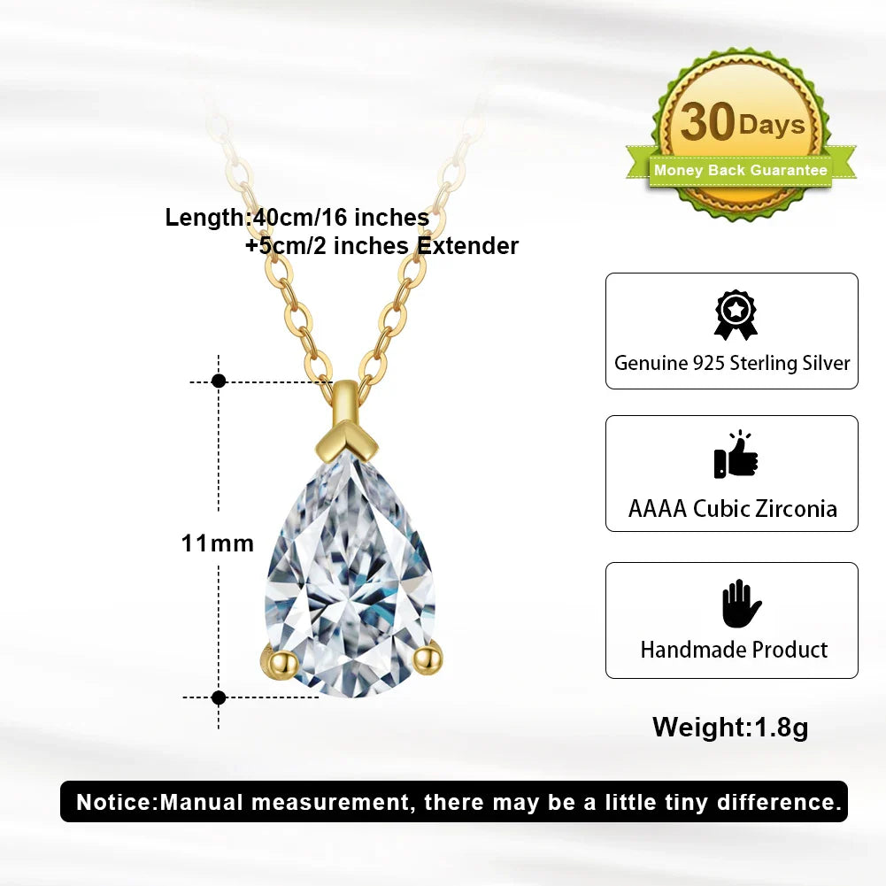 Classic Dainty 925 sterling Silver Princess Cut Solitaire Cubic Zirconia Pendant Necklace for Women Jewelry APN12