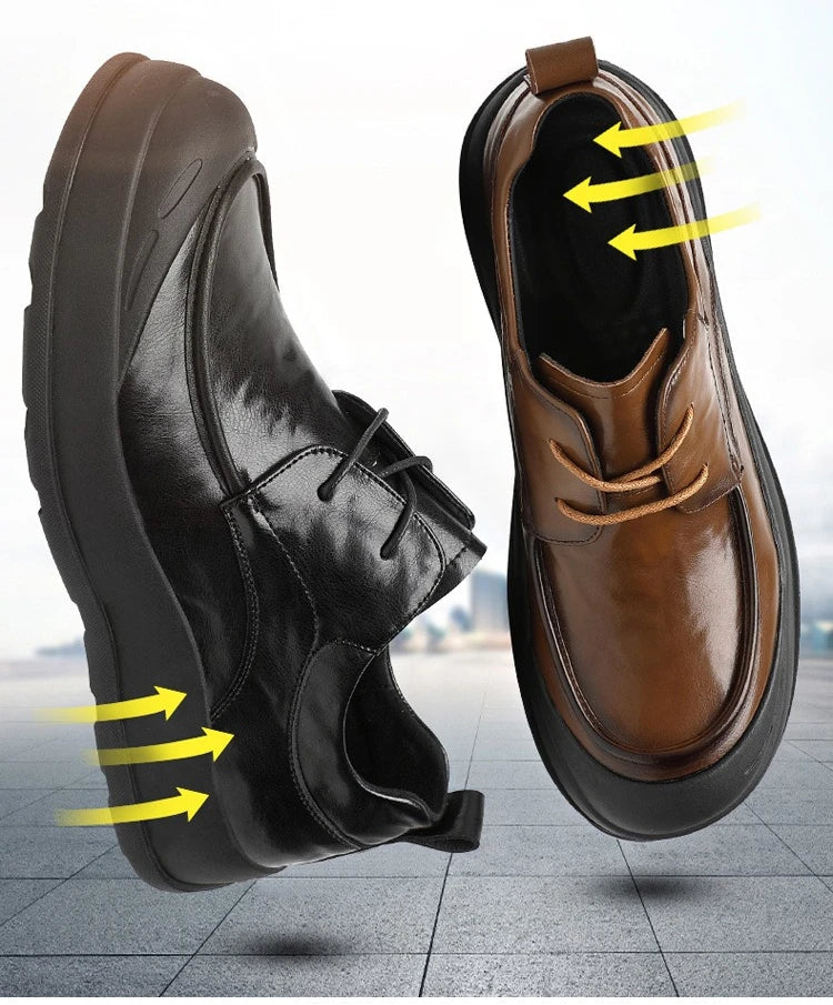 Spring New Designer Business Casual Shoes for Men Black Genuine Leather Shoes Male British Style Soft Sole Fashion Shoe Man