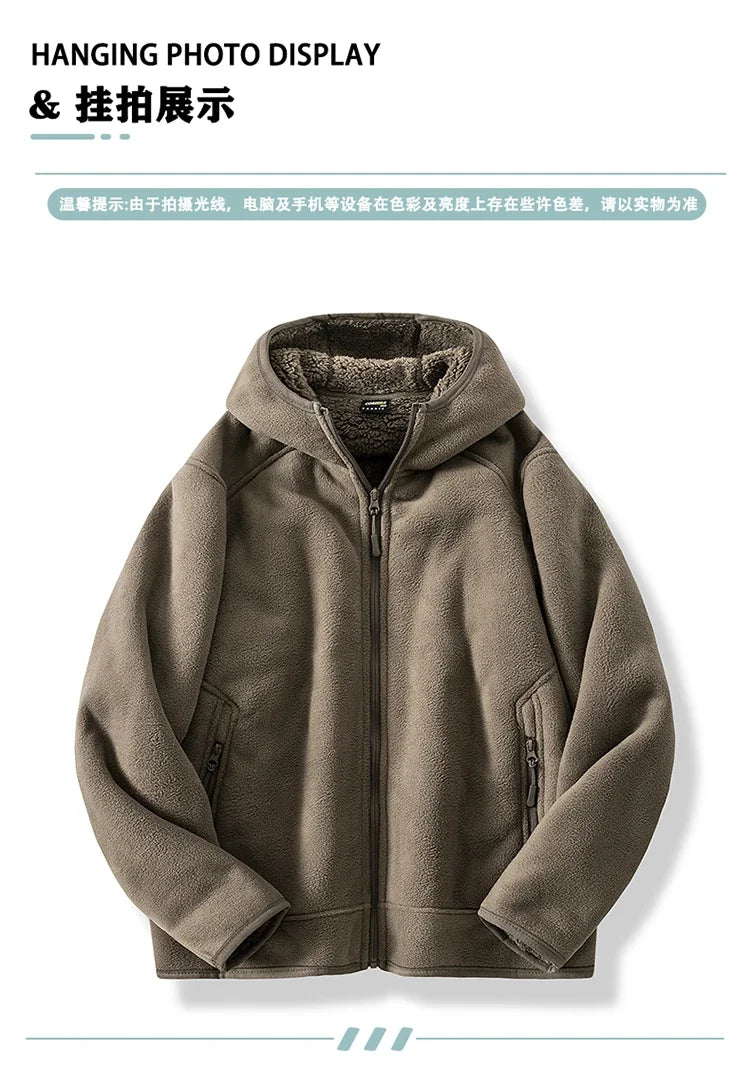 2024 Autumn/Winter New Men's Fleece Jacket With Thickened And Plush Youth Hoodie Jacket Casual Fashion Jacket Cotton Jacket
