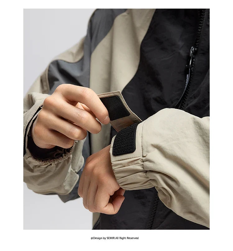 Jacket Men American Vintage Sports Style Outerwear 2025 Spring New Outdoor Color-blocked Top Loose