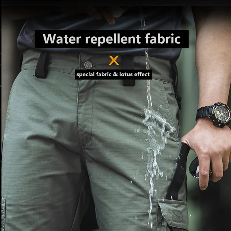 2024 Summer Men's Tactical Casual Shorts Waterproof Cargo Shorts Multi-pocket Quick Dry Wear-resistant Outdoor Training Overalls
