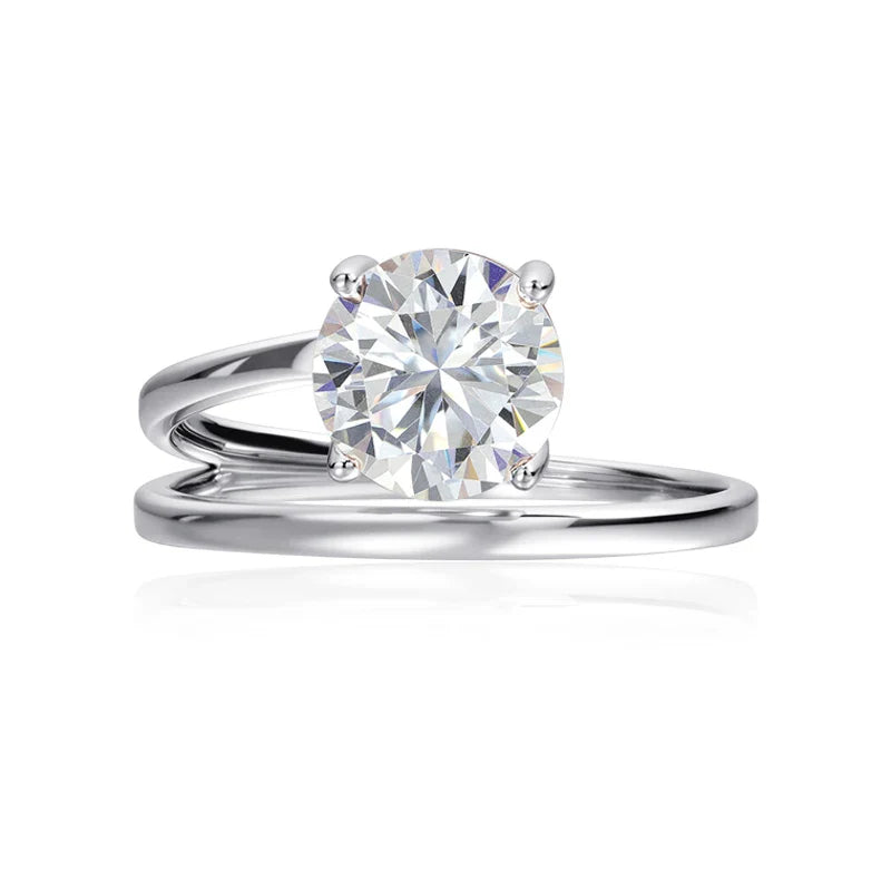 1CT 2CT Certified Moissanite Rings for Women Sparkling Brilliant Cut Wedding Bands 100% Real 925 Pure Silver Jewelry