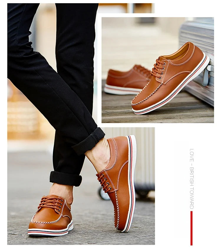 Men's casual business shoes flat shoes men's shoes handmade casual shoes British business people dress casual shoes plus size 47