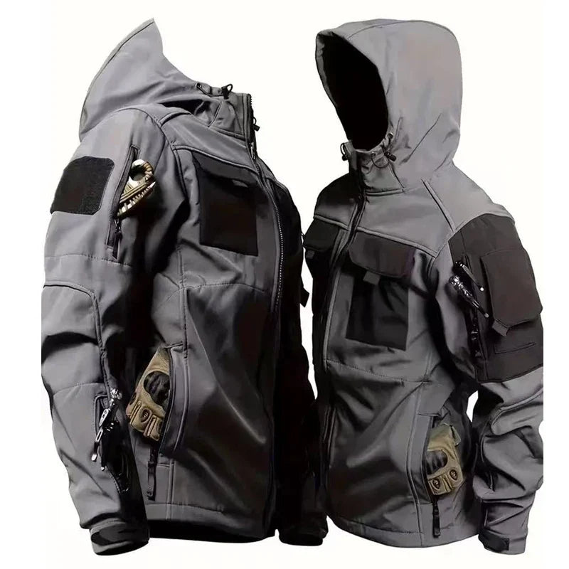 Autumn WinterTactical Jackets Men Cargo Military SoftShell Waterproof Windproof Hooded Jackets Outdoor Functional Multi-pockets