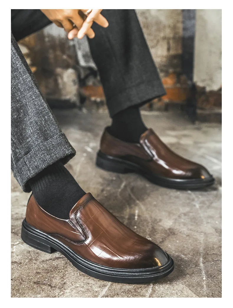 Retro Business Dress Derby Shoes for Men Spring Autumn New Designer Wedding Shoes Male Solid Color Cow Leather Shoes Man