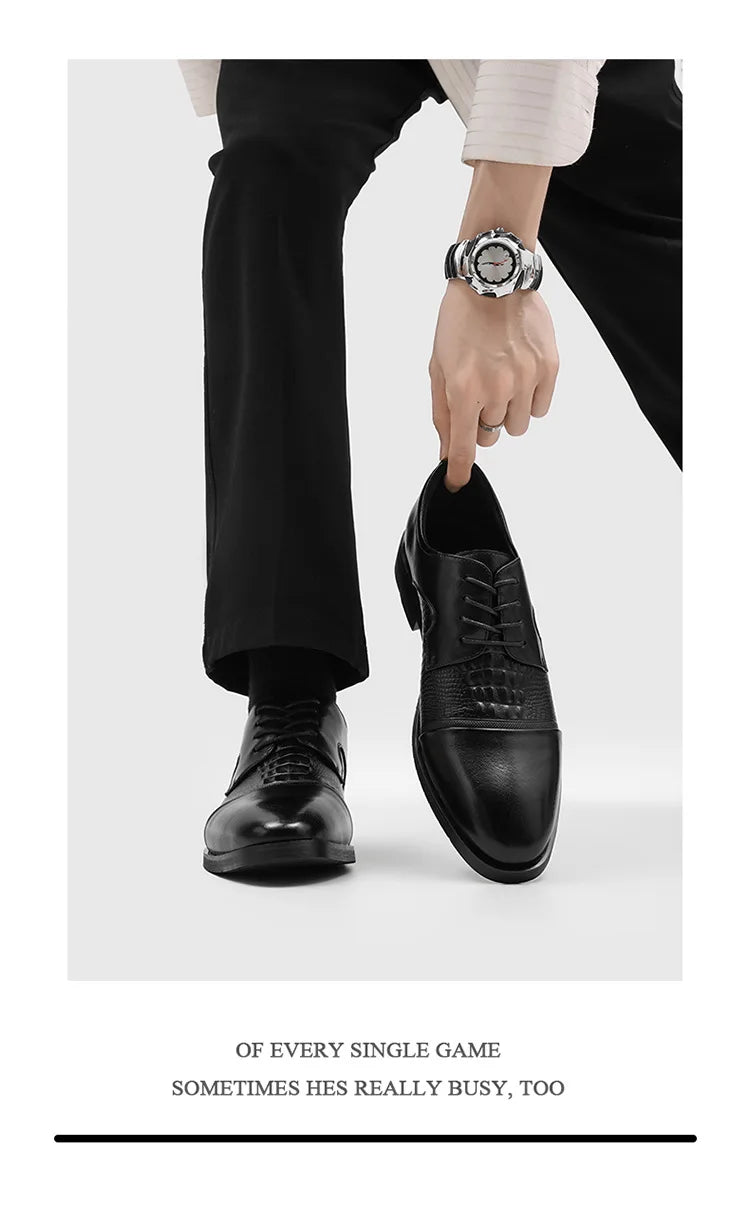New Lace Designer Elegant Shoes Man Spring Autumn Business Casual Leather Shoe Male Fashion Solid Color Wedding Dress Shoes Man