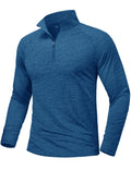 Mens Sun Protection UPF 50+ Long Sleeve Shirt Quarter Zip Pullover Quick Dry Lightweight Fishing Running Rash Guard