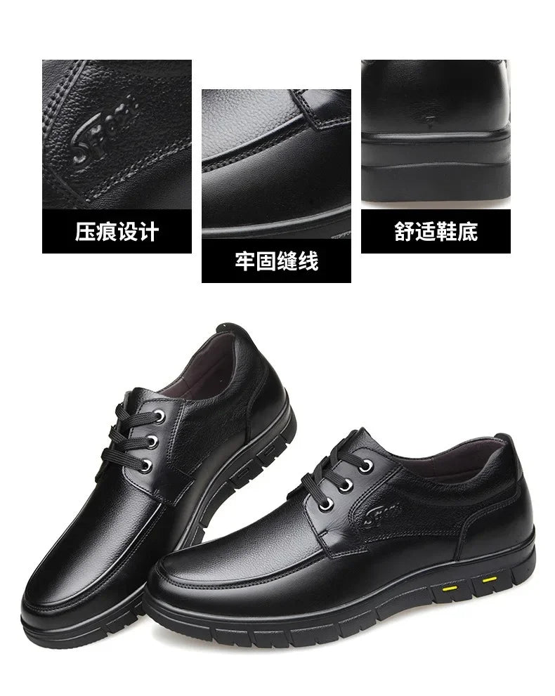Men PU leather Casual Shoes Soft Sole Lace-up Luxury Brand Middle-aged Old Man Dad Lightweight Loafers Shoes  Zapatillas