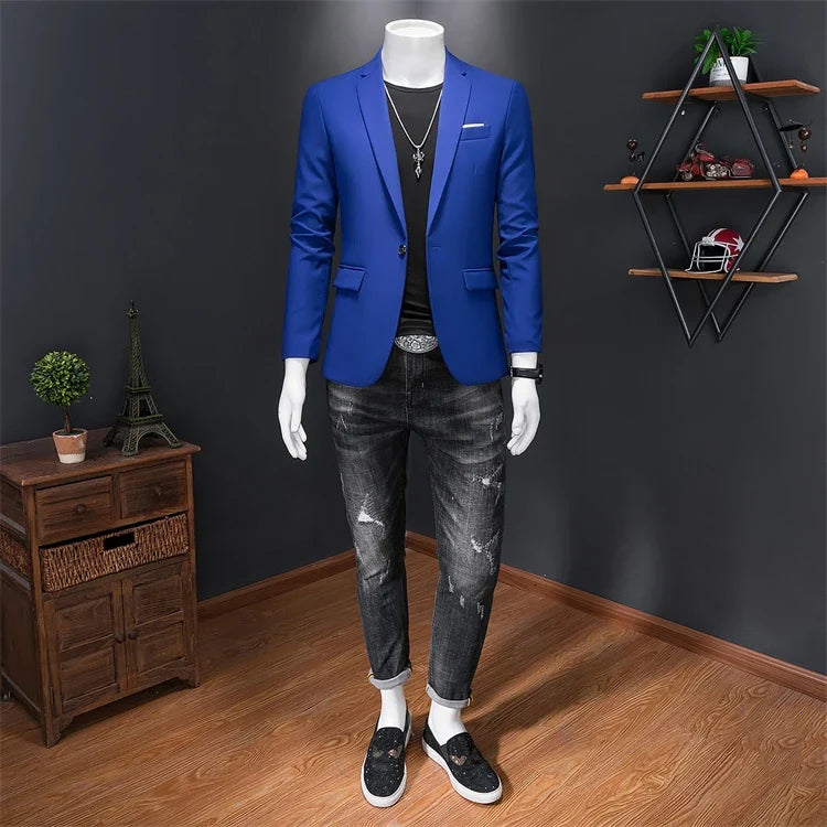15-color boutique fashion suit 6XL men's slim groom wedding suit jacket business office suit casual solid color suit jacket