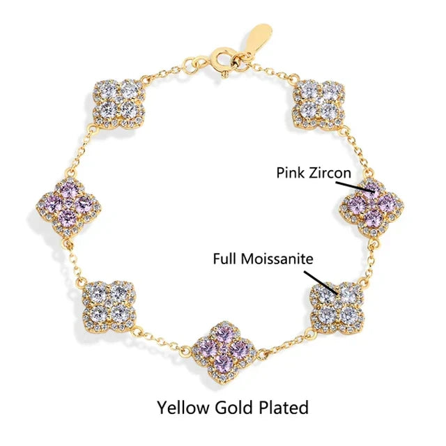 S925 Sterling Silver Full Moissanite Bracelets D VVS1 Lab Diamond for Women 18k Gold Plated Engagement Jewelry Gift