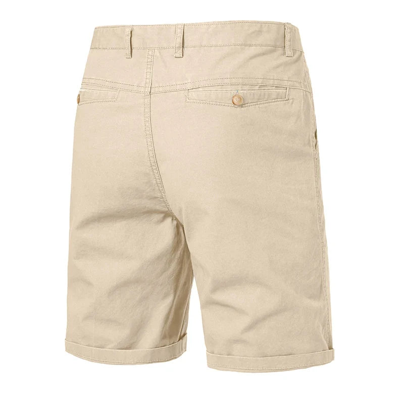 8 Colors Mens Cotton Casual Shorts Summer Business Casual Knee Pants Classic Khaki American Style Streetwear Golf Shorts Beige