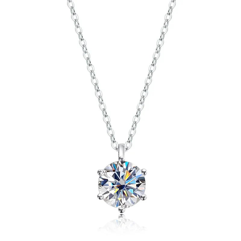2CT 8mm D Color Moissanite Necklace for Women Classic 6 Claw Sparkling Lab Pendant Original 925 Sterling Silver Wholesale