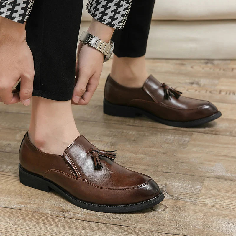 Luxury Designer Mens Business Formal Leather Dress Black Brand Casual Shoes Wedding for Men Office Luxury Flats Footwear Loafers