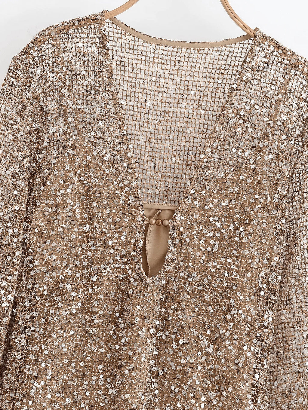 Sexy Sequined Long Pleated Dress Women Deep V-neck Full Sleeve See Through Dresses 2026 Summer Lady Party Evening Dresses ﻿