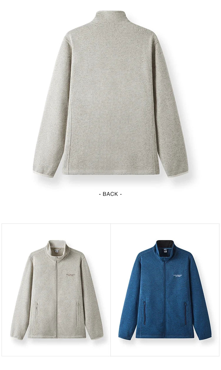 Jacket Men Antistatic Heather Knit Zip Stand Collar 2025 Autumn Winter Embroidery Top Casual Fashion Menswear Clothing