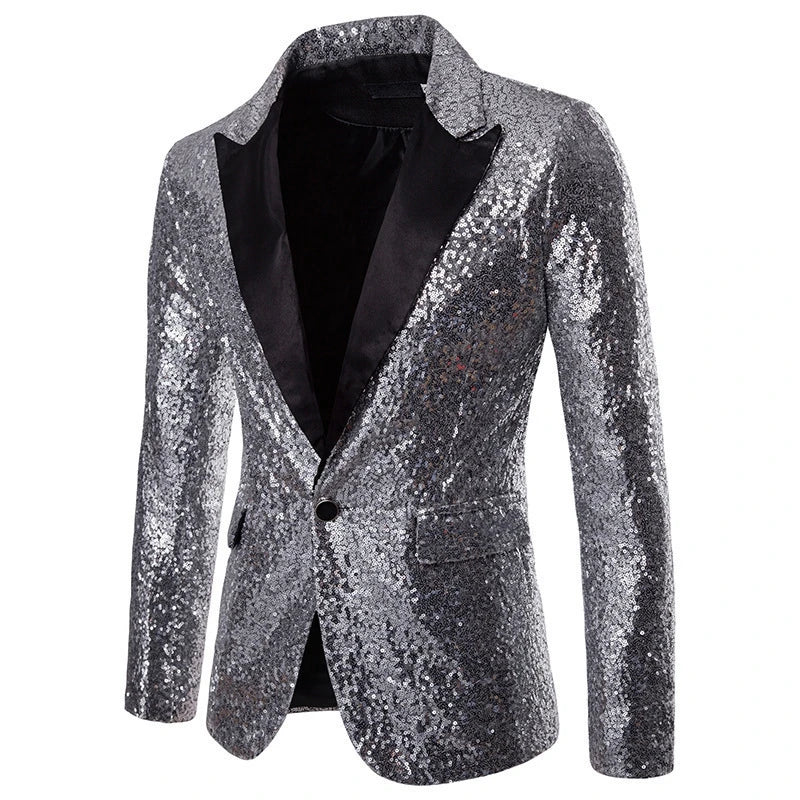 European and American Hosting Performance Dress High End Men's Gold Sequin Suit Korean Version Slim Fit Studio Suit Jacket