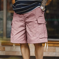 Outdoor Quick-Dry Pink Cargo Shorts Men's Summer Lightweight Woven Elastic Waist Shorts Loose Straight Bottoms for Sports