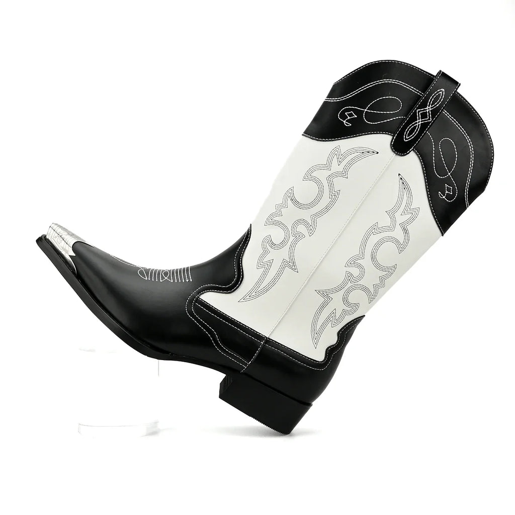 Casual embroidered metal pointed cowboy boots