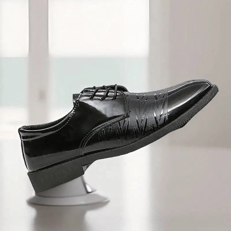 Black Round Toe Bright Upper Men's Formal Shoes Business Casual Party Elegant and Classic Low Price Suit New Social Shoe Male