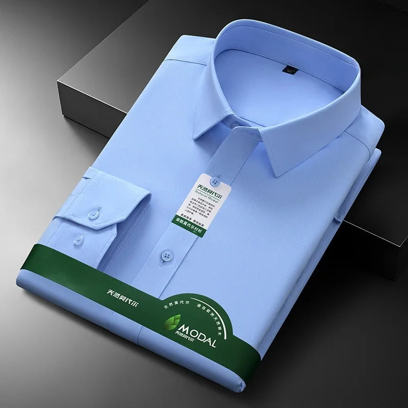 New Quality Anti-Wrinkle Men Shirt Long Sleeves Dress Shirts For Men Slim Fit Camisa Social Business White Office Shirt 4XL 5XL