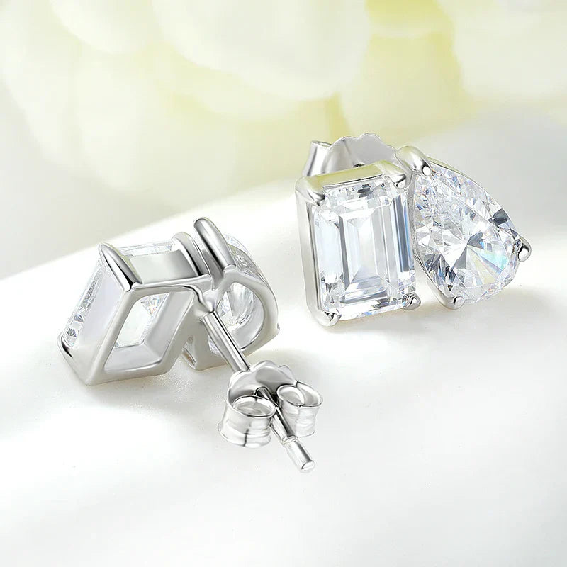 18k Plated Pear Cut Moissanite Stud Earrings Women Wedding Jewelry 4 Gems Lab Diamond Earring Emerald Cut Solid Silver