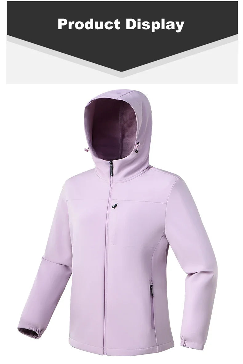 Waterproof Fleece Jacket Women Windproof Thermal Soft Shell Coat Outdoor Hiking Camping Climbing Trekking Windbreaker