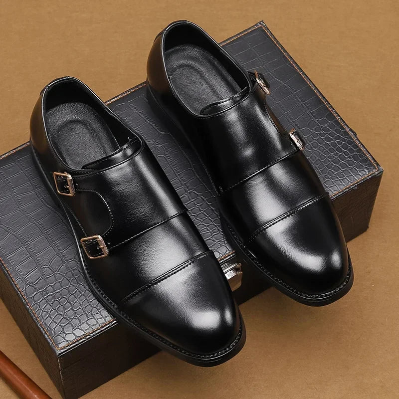 Men leather brogue oxford shoes vintage carved handmade round toe casual formal footwear
