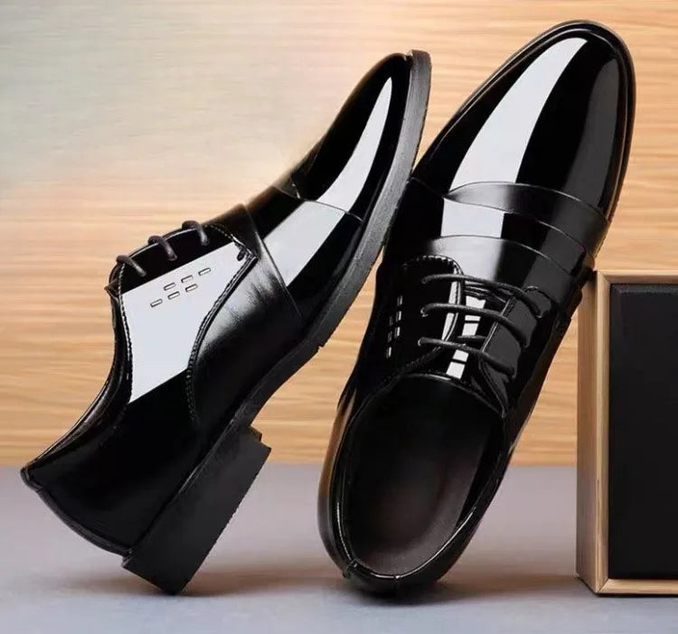 Men's Spring Casual Leather Shoes Business Formal Footwear Fashion Versatile Lace-up Dress Shoes for Youth