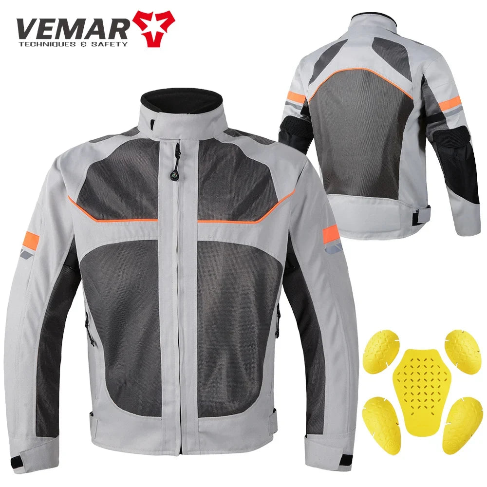 Summer Men Motorcycle Jacket Motocross Protective Gear Jacket Coat Male Racing Reflective Oxford Clothing Motorbike Jacket