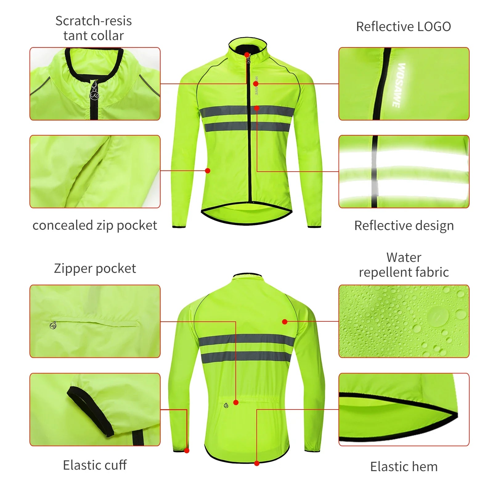 Wind Jacket Lightweight Cycling Windbreaker Windproof Bike Jacket Water Resistant Long Sleeve Jersey Wind Coat Vest