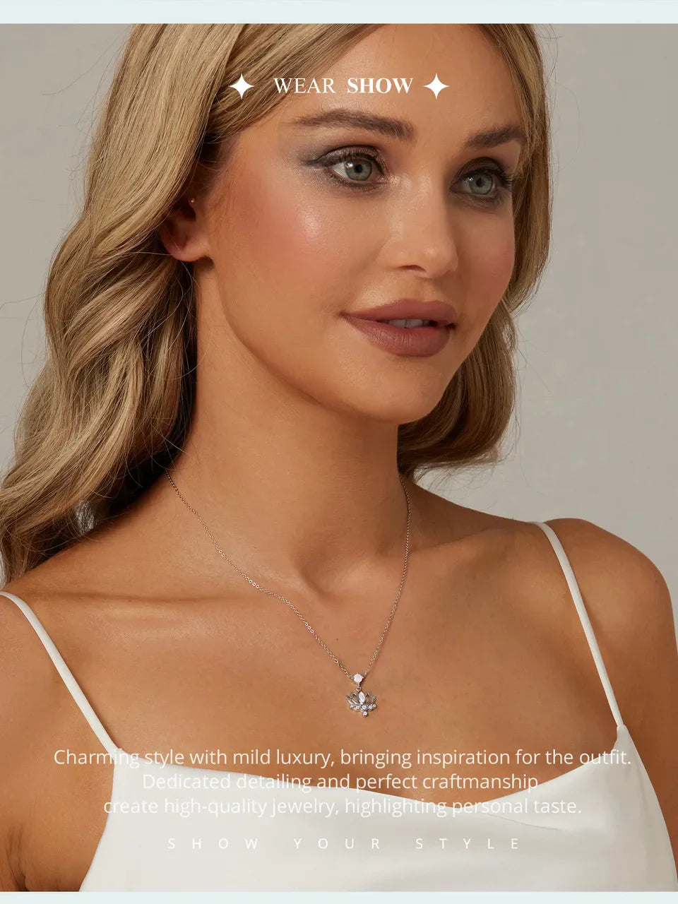 925 Sterling Silver Lotus Pendant Necklace Pink Opal Flower Neck Chain for Women Engagement Birthday Fine Jewelry Gift